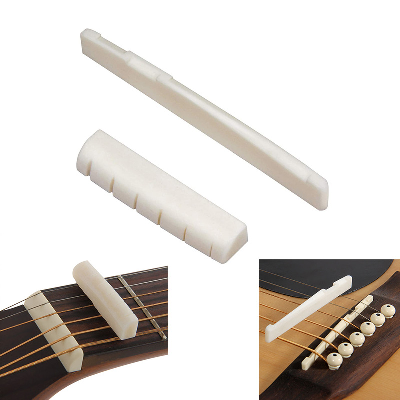 Diy Guitar Electronics - 2 ชิ้น/เซ็ตกระดูกกีตาร์สะพานอานและอ่อนนุชสําหรับ 6 สายอะคูสติกและกีตาร์พื้นบ้านอะไหล่