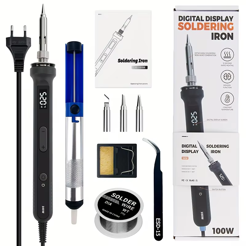 Diy Electronics Toys - ชุดเครื่องมือบัดกรีดิจิตอล 100W ปรับอุณหภูมิได้ สำหรับซ่อมมอเตอร์ไซค์และซ่อมวงจรอิเล็กทรอนิกส์