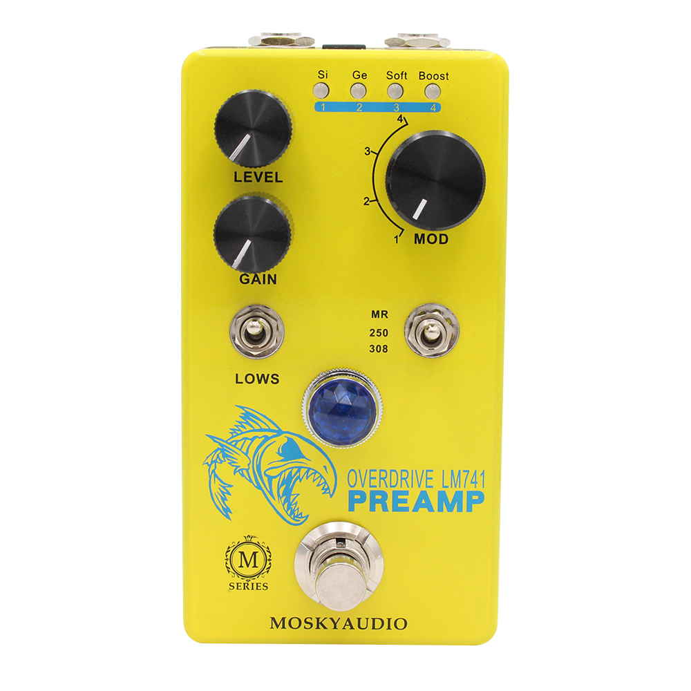 Diy Guitar Electronics - MOsky LM741แอมป์กีต้าร์ที่เหยียบผิดเพี้ยน, เอฟเฟคกีต้าร์ไฟฟ้าโอเวอร์ไดรฟ์มี4โหมดเหมาะสำหรับกีตาร์เบส