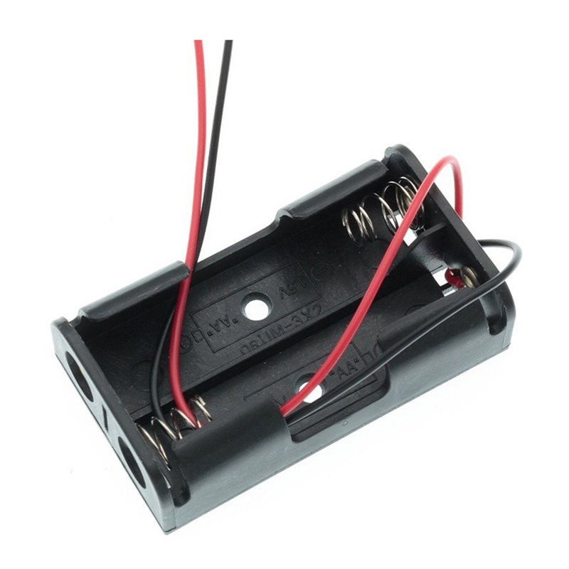 Diy Electronics Wire - AAAEL-100Pcs กล่องใส่แบตเตอรี่ 2AA พร้อมสายไฟ กล่องเก็บแบตเตอรี่ DIY
