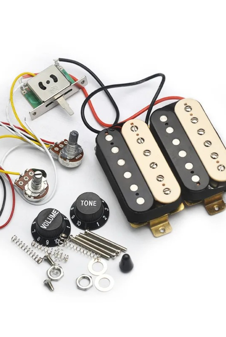 Diy Guitar Electronics Kit - ชุดอุปกรณ์อิเล็กทรอนิกส์สำเร็จรูปสำหรับกีตาร์ไฟฟ้า HH พร้อมชุดปิ๊กอัพและสายโพเทนชิโอมิเตอร์ครบชุด ระบบฮัมบัคเกอร์คู่ สำหรับกีตาร์ ST